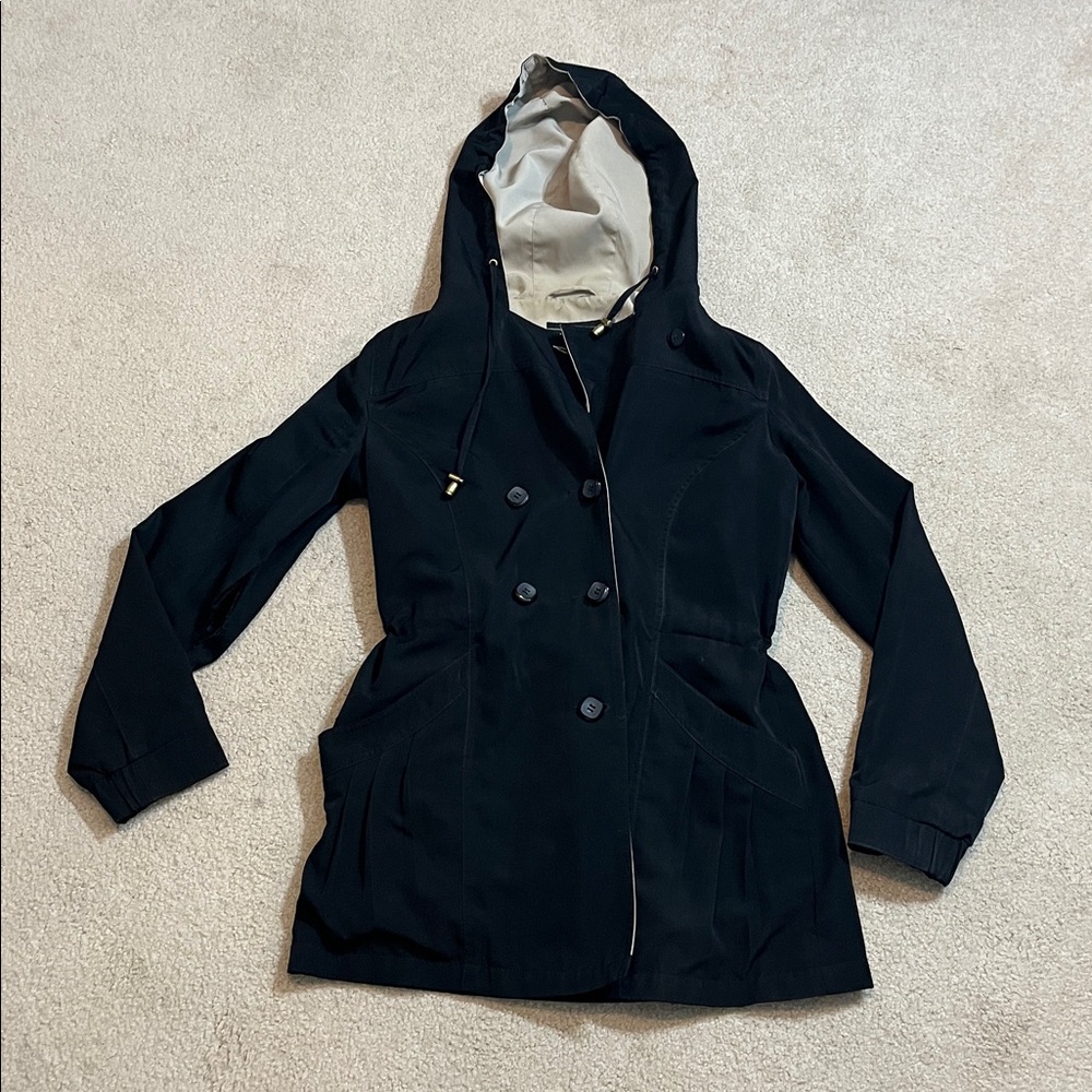 Vintage P.A. Originals Black & Tan Double-Breasted Hooded Jacket (Med)- Flawed